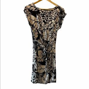 DENVER HAYES Black & White Floral Jersey Dress L